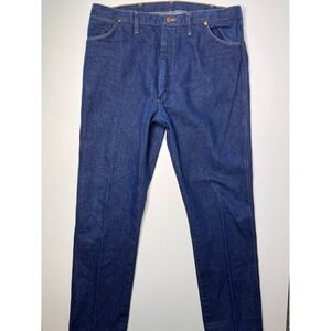 Vintage Wrangler Mens Denim Jeans 42x34 Dark Wash Cotton Made in USA 13MWZ